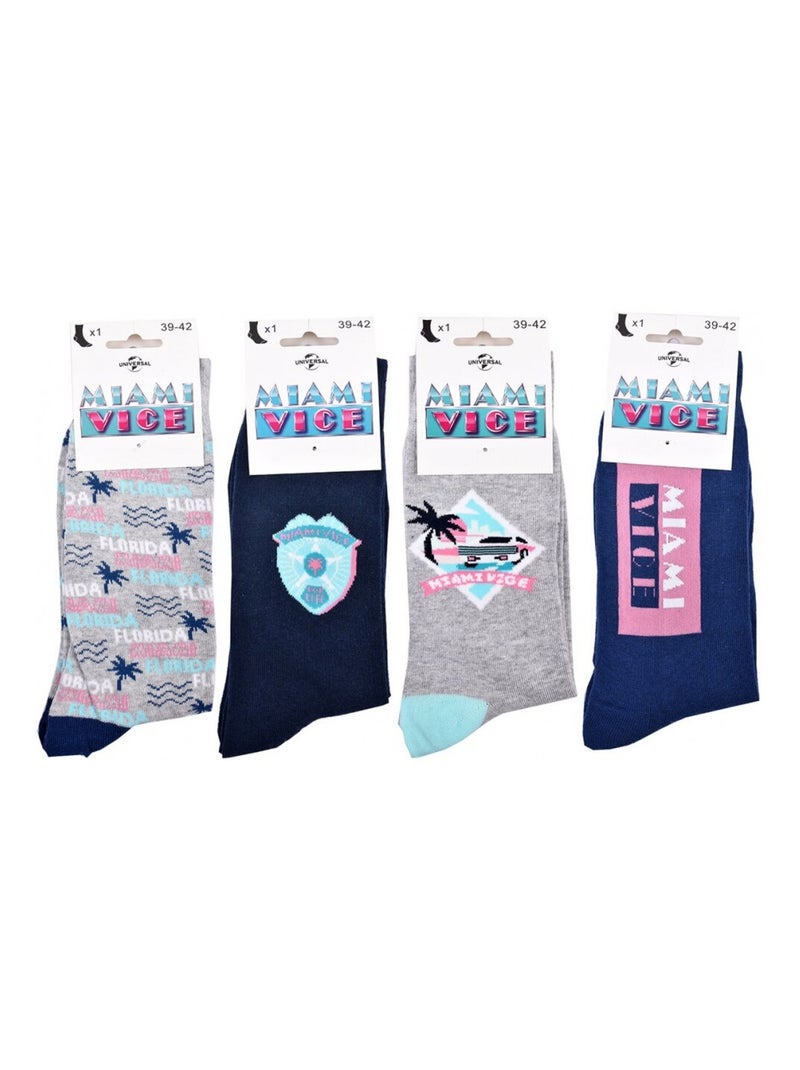 Chaussettes Pack HOMME MIAMI VICE - Pack de 4 Bleu Bleu marine Gris - Kiabi