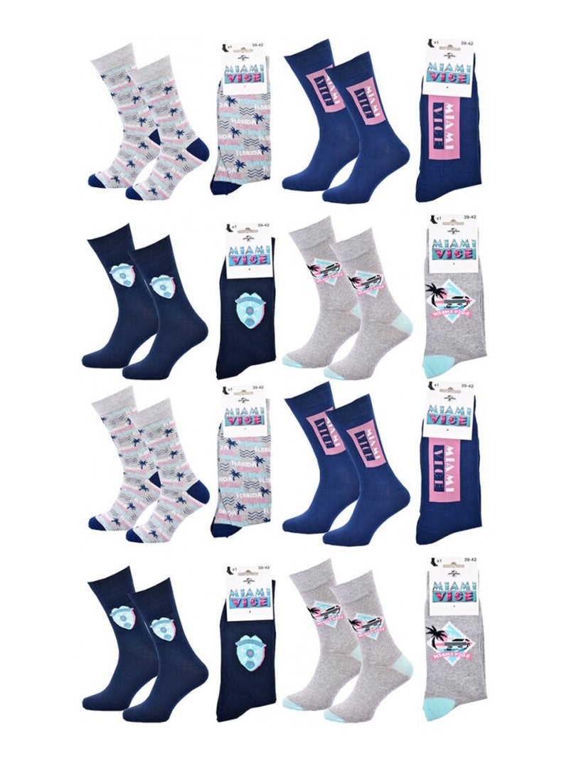 Chaussettes Pack HOMME MIAMI VICE - Pack de 8 Bleu Bleu marine Gris - Kiabi