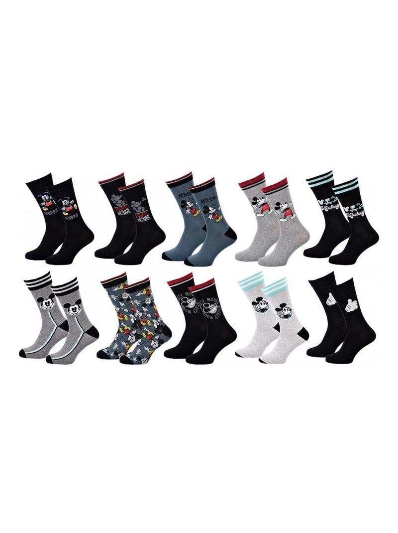 Chaussettes Pack HOMME MICKEY - Pack de 10 Bleu Gris clair Noir - Kiabi