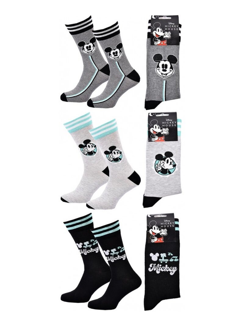 Chaussettes Pack HOMME MICKEY - Pack de 3 Gris Gris Noir - Kiabi