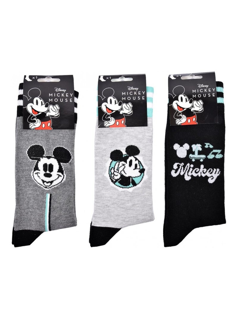 Chaussettes Pack HOMME MICKEY - Pack de 3 Gris Gris Noir - Kiabi