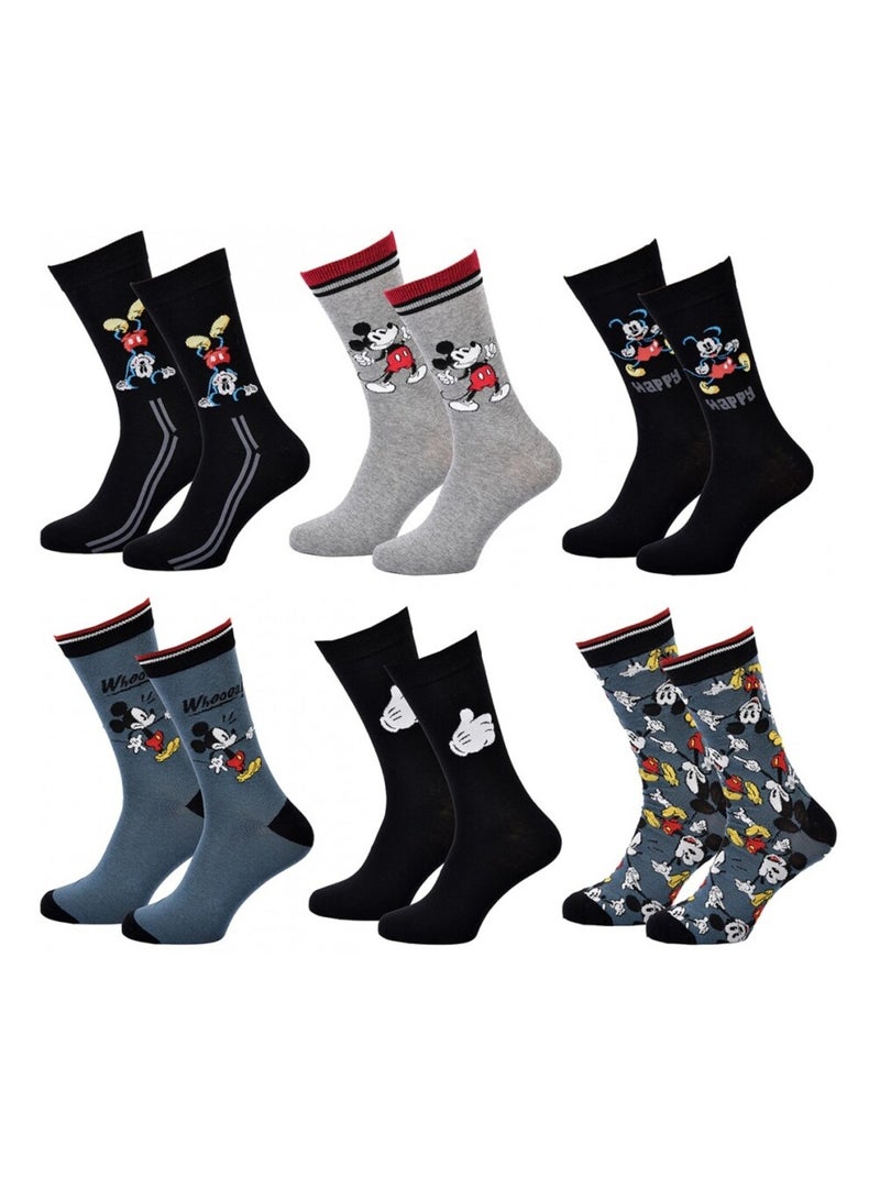 Chaussettes Pack HOMME MICKEY - Pack de 6 Bleu Gris clair Noir - Kiabi