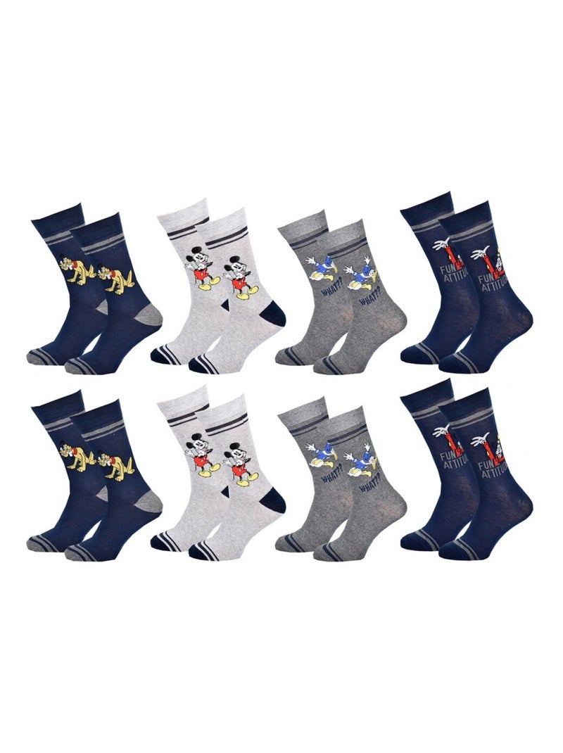 Chaussettes Pack HOMME MICKEY - Pack de 8 Bleu Gris Bleu - Kiabi