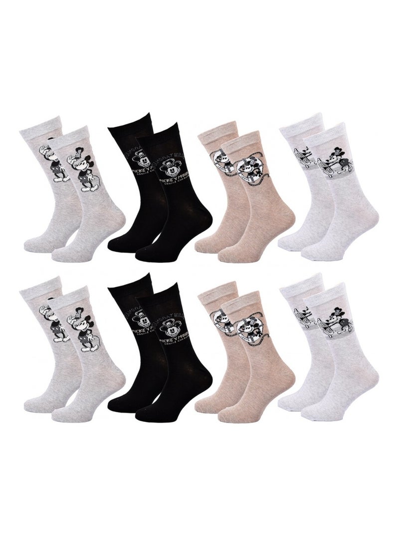 Chaussettes Pack HOMME MICKEY - Pack de 8 Gris Multicolore Gris - Kiabi
