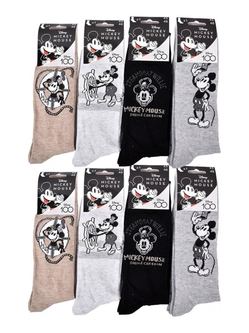 Chaussettes Pack HOMME MICKEY - Pack de 8 Gris Multicolore Gris - Kiabi