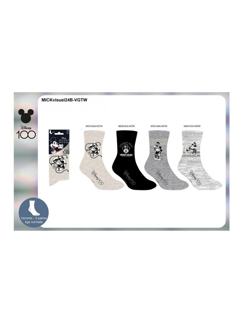 Chaussettes Pack HOMME MICKEY - Pack de 8 Gris Multicolore Gris - Kiabi