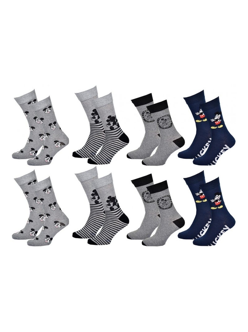 Chaussettes Pack HOMME MICKEY - Pack de 8 Gris Noir Bleu - Kiabi
