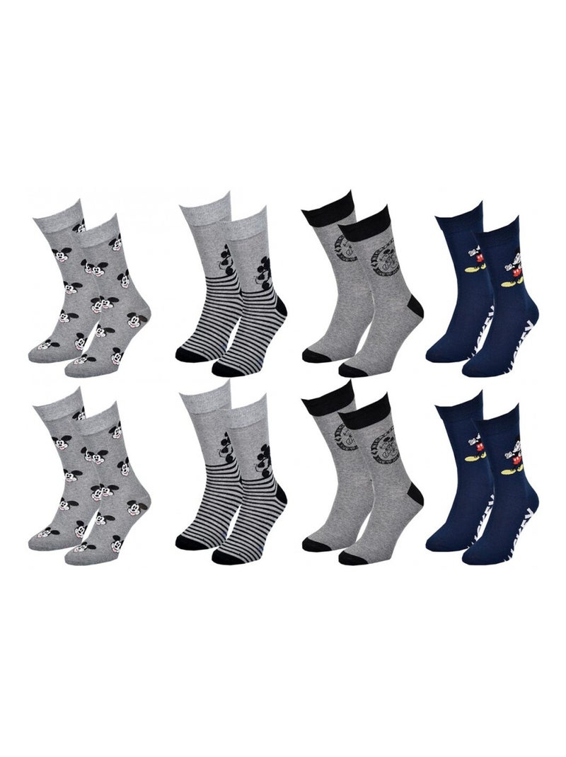 Chaussettes Pack HOMME MICKEY - Pack de 8 Gris Noir Bleu - Kiabi
