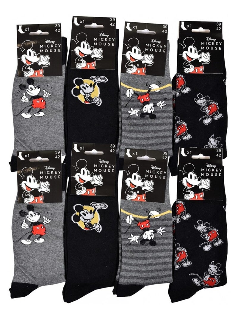 Chaussettes Pack HOMME MICKEY - Pack de 8 Gris Noir Gris - Kiabi