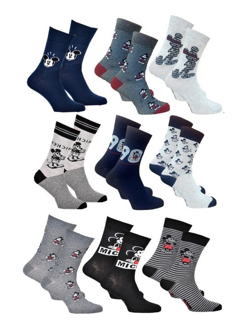 Chaussettes Pack HOMME MICKEY - Pack de 9 - Kiabi