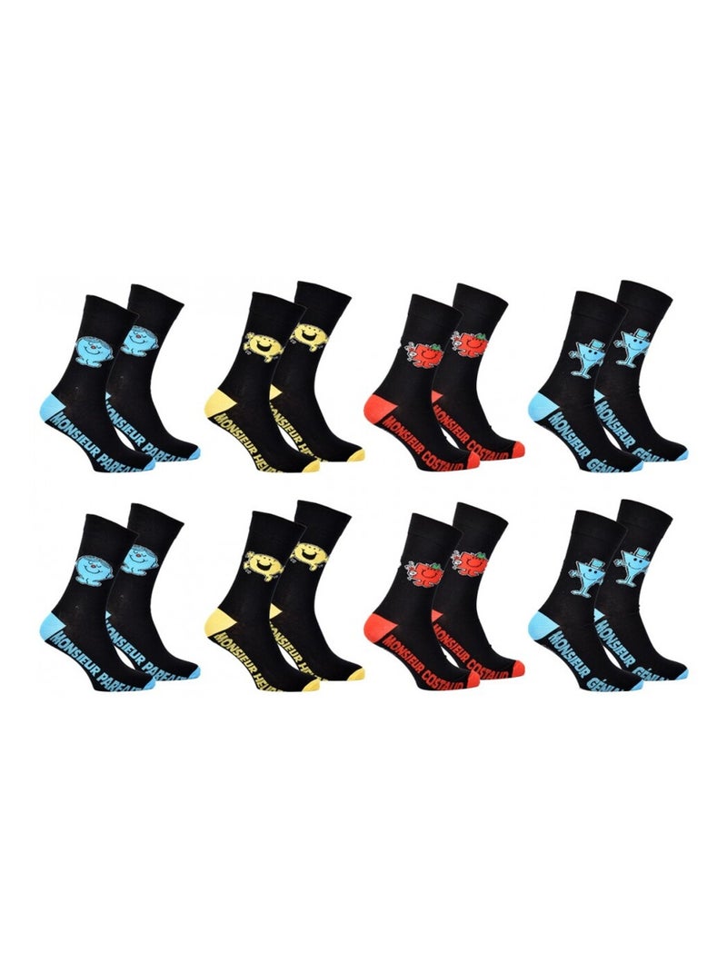 Chaussettes Pack HOMME MONSIEUR MADAME - Pack de 8 Noir Multicolore Noir - Kiabi