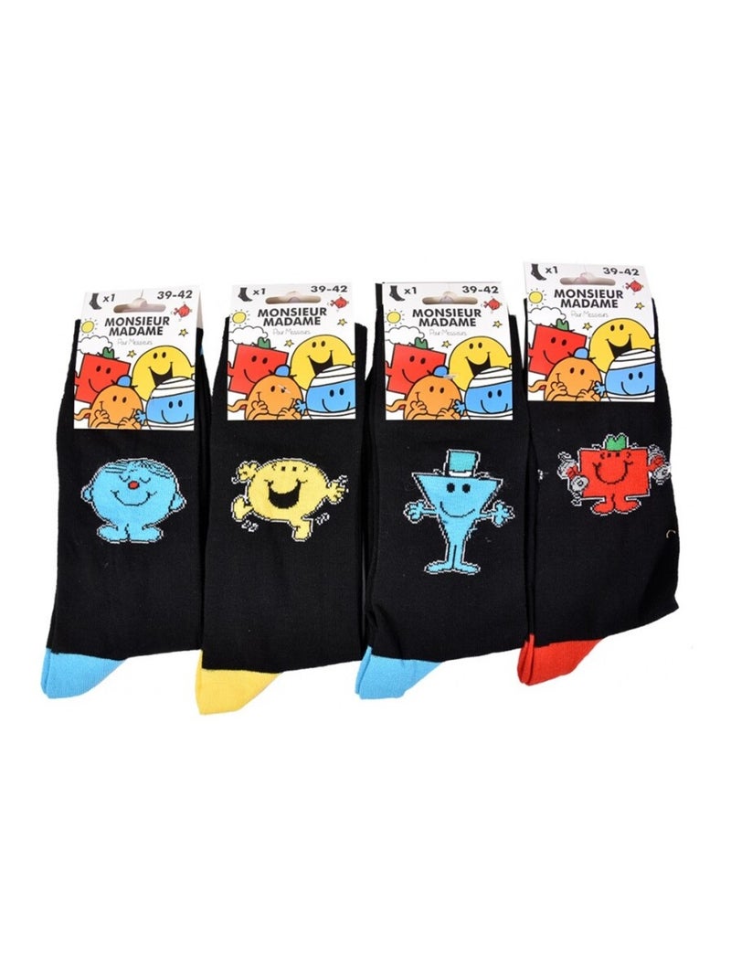 Chaussettes Pack HOMME MONSIEUR MADAME - Pack de 8 Noir Multicolore Noir - Kiabi