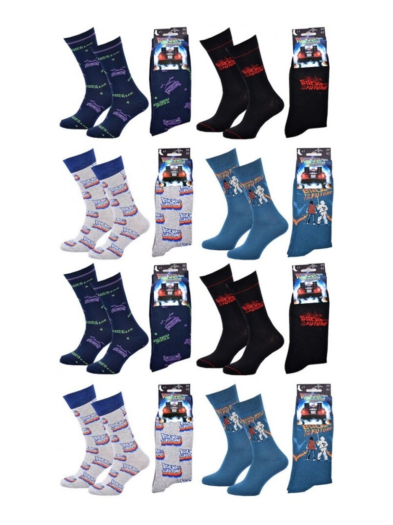 Chaussettes Pack HOMME RETOUR VERS LE FUTUR - Pack de 8 Bleu Noir Gris - Kiabi
