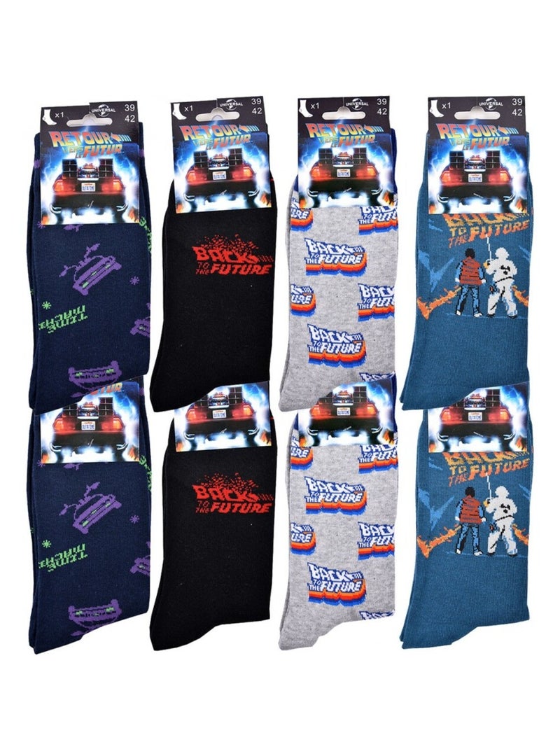 Chaussettes Pack HOMME RETOUR VERS LE FUTUR - Pack de 8 Bleu Noir Gris - Kiabi
