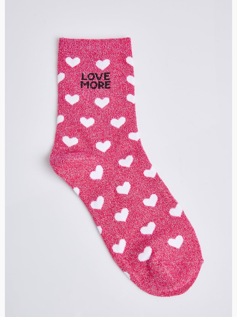 Chaussettes pailletées à message - AFIBEL Rose fushia - Kiabi