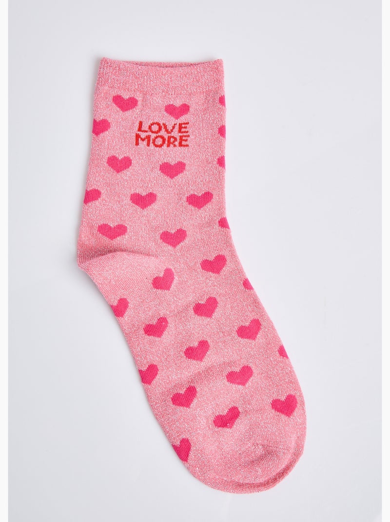 Chaussettes pailletées à message - AFIBEL Rose - Kiabi