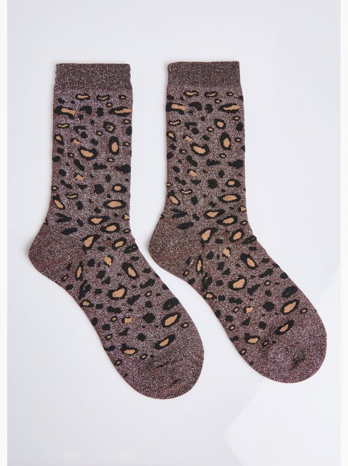 Chaussettes pailletées motif léopard - AFIBEL - Kiabi