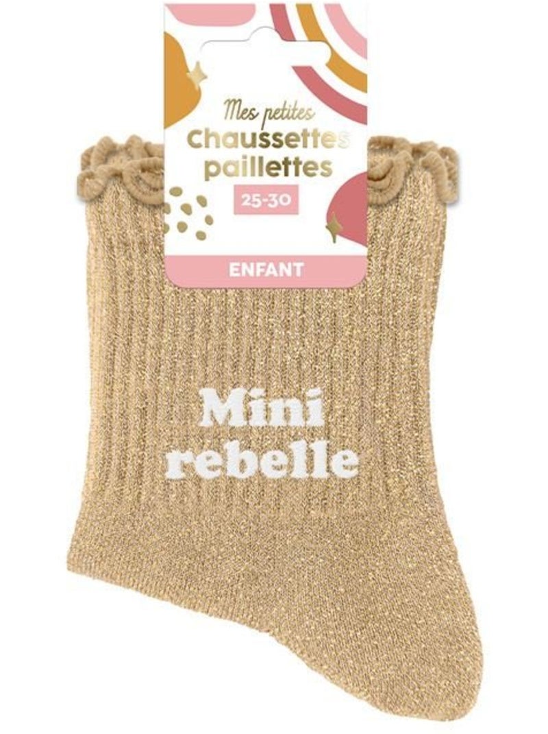 Chaussettes Paillettes Enfant Mini Rebelle Beige - Kiabi