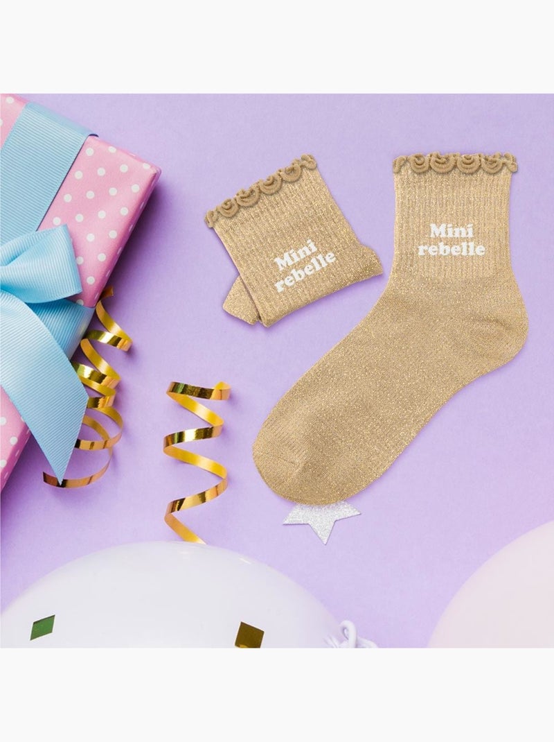 Chaussettes Paillettes Enfant Mini Rebelle Beige - Kiabi