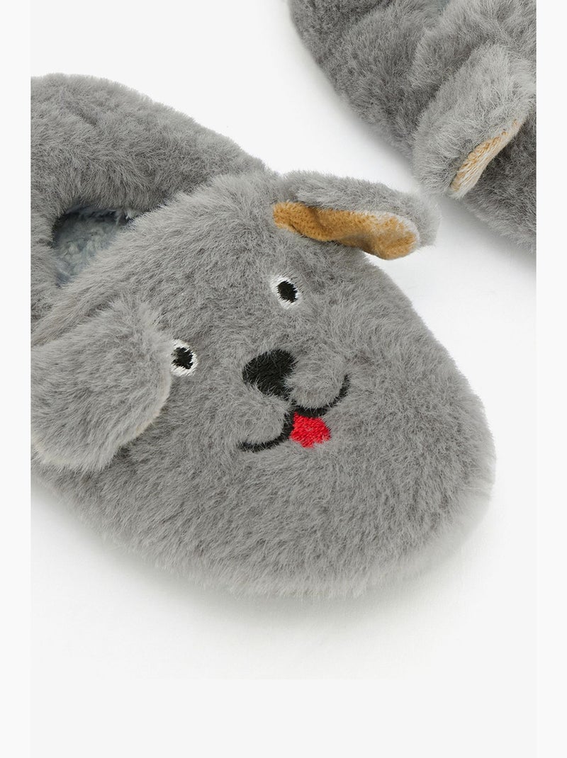 Chaussettes-pantoufles enfant à broderie bear et texture douce penti Gris - Kiabi