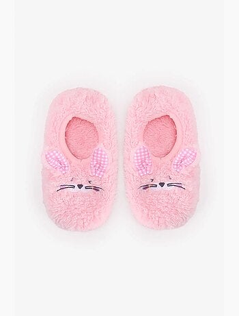 Chaussettes-pantoufles fille à carreaux et lapin penti