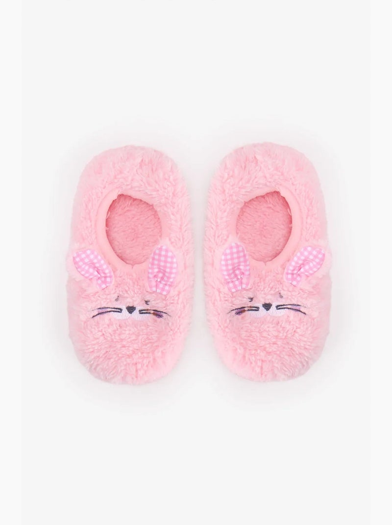 Chaussettes-pantoufles fille à carreaux et lapin penti Rose clair - Kiabi
