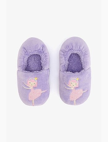 Chaussettes-pantoufles fille à motif ballerine et broderie penti