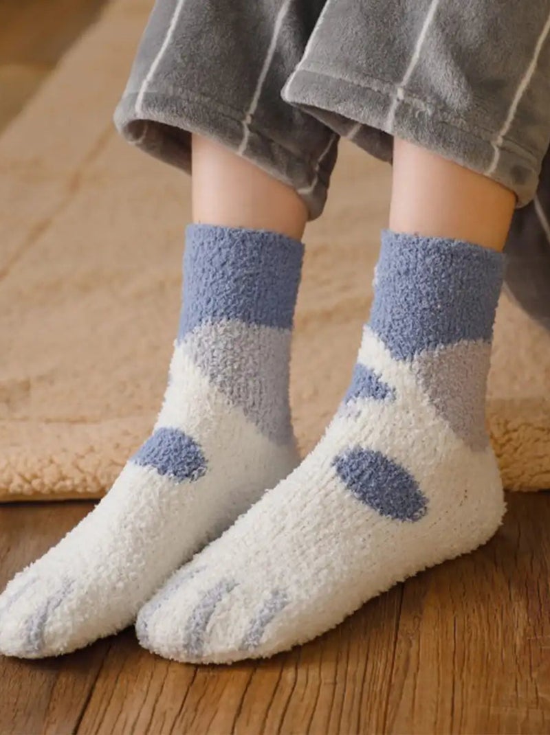 Chaussettes Pastel Pattes de Chats Molletonnées | Titeschaussettes Blanc Bleu - Kiabi