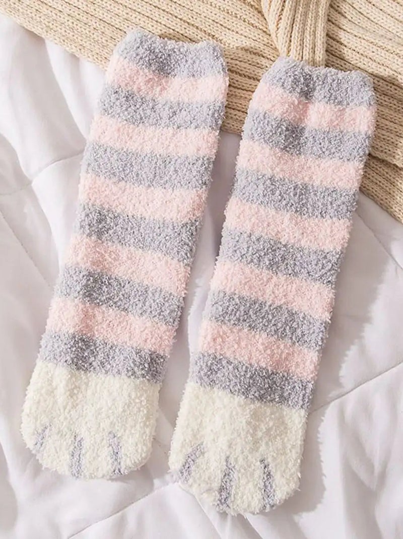 Chaussettes Pastel Pattes de Chats Molletonnées | Titeschaussettes Blanc Rose Blanc - Kiabi