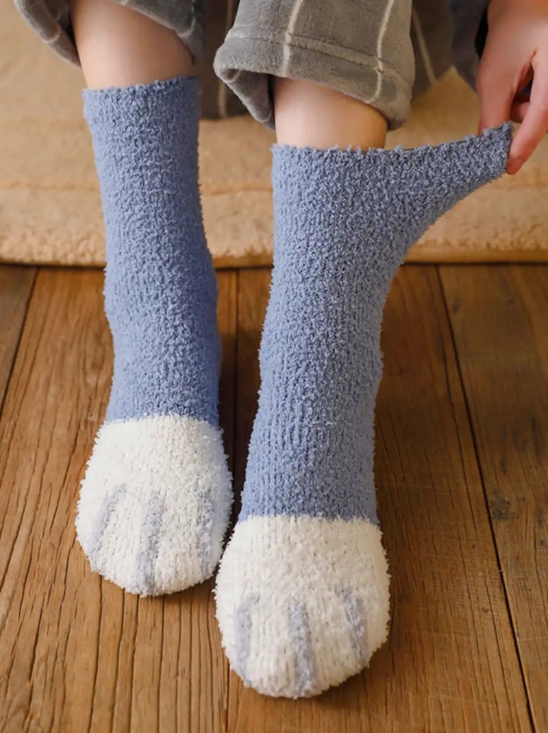 Chaussettes Pastel Pattes de Chats Molletonnées | Titeschaussettes Bleu - Kiabi