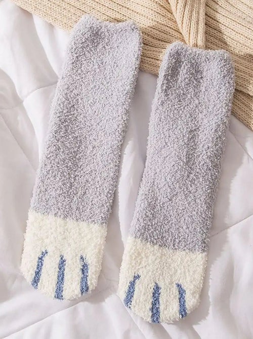 Chaussettes Pastel Pattes de Chats Molletonnées | Titeschaussettes - Kiabi