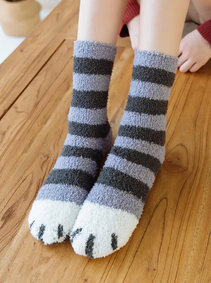 Chaussettes Pattes de Chats Molletonnées Blanc Noir - Kiabi
