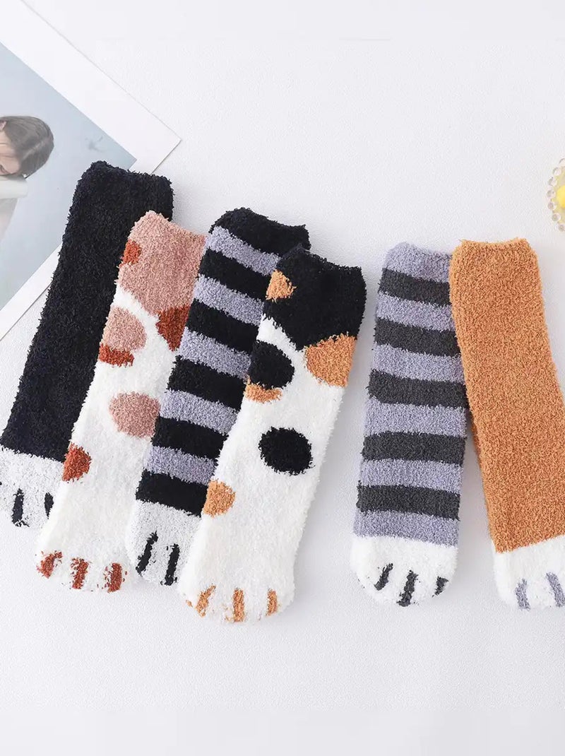 Chaussettes Pattes de Chats Molletonnées Blanc Noir - Kiabi