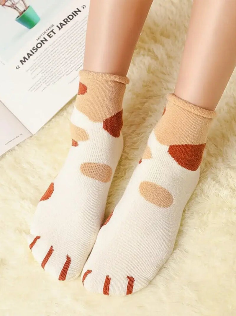 Chaussettes Pattes de Chats | Titeschaussettes Blanc Marron - Kiabi