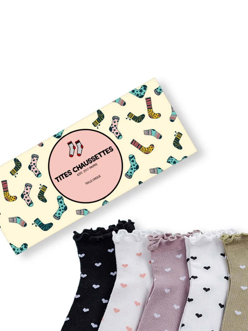 Chaussettes petit Coeur dentelle (Lot x5) | Titeschaussettes Multicolore - Kiabi