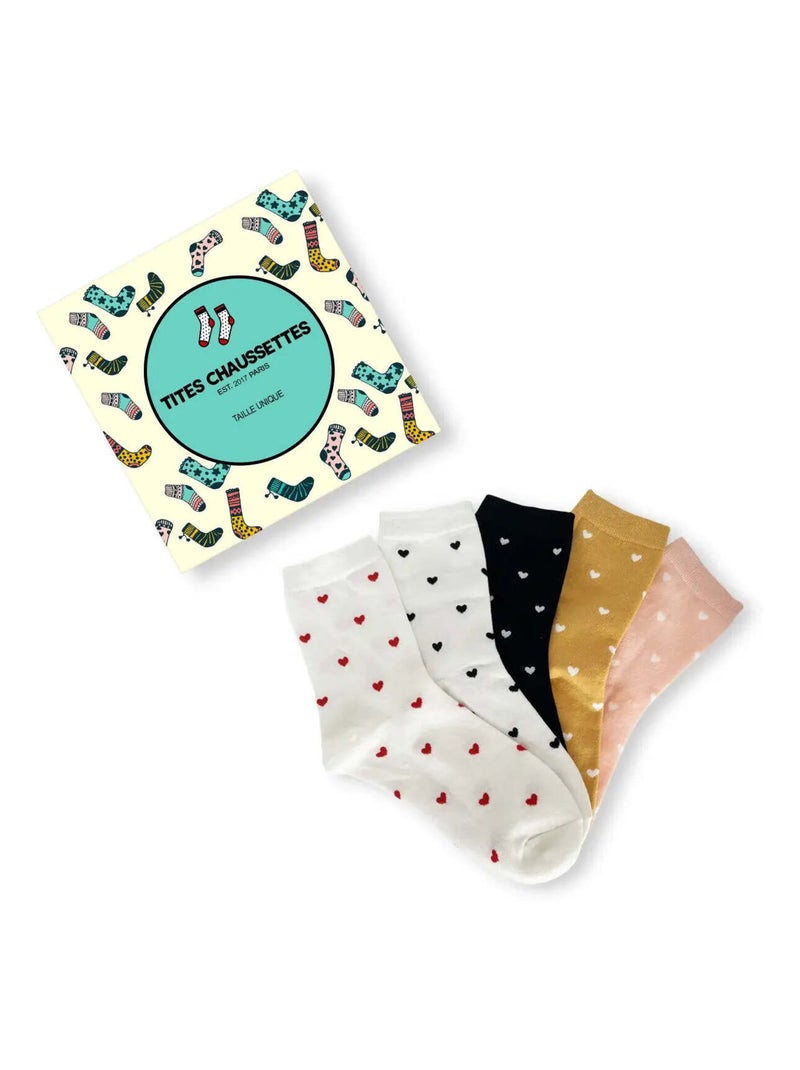 Chaussettes Petits Coeur Longue (Lot x5)| Titeschaussettes Multicolore - Kiabi