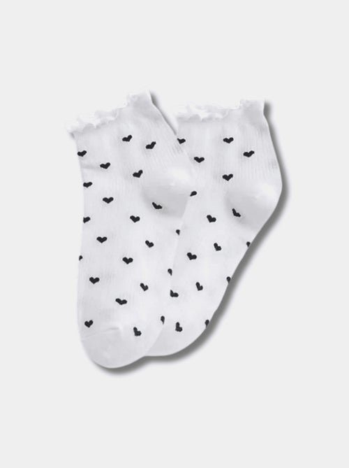 Chaussettes Petits Cœurs & Volant - Kiabi