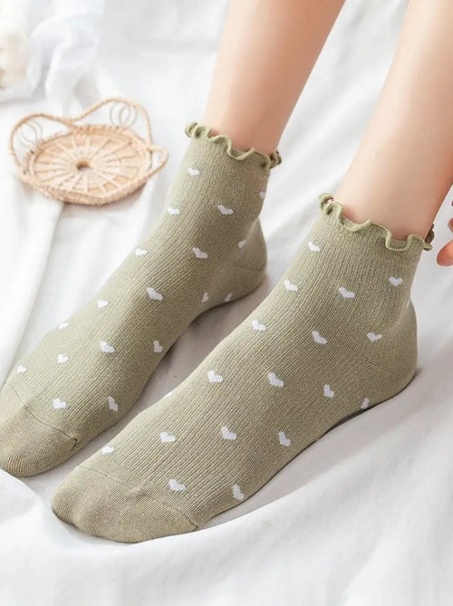 Chaussettes Petits Cœurs & Volant - Kiabi