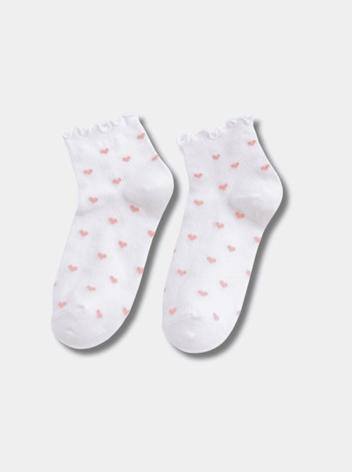 Chaussettes Petits Cœurs & Volant - Kiabi