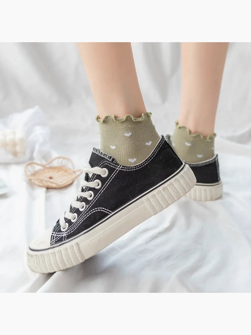 Chaussettes Petits Cœurs & Volant Blanc Rose - Kiabi