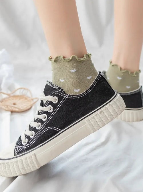 Chaussettes Petits Cœurs & Volant - Kiabi