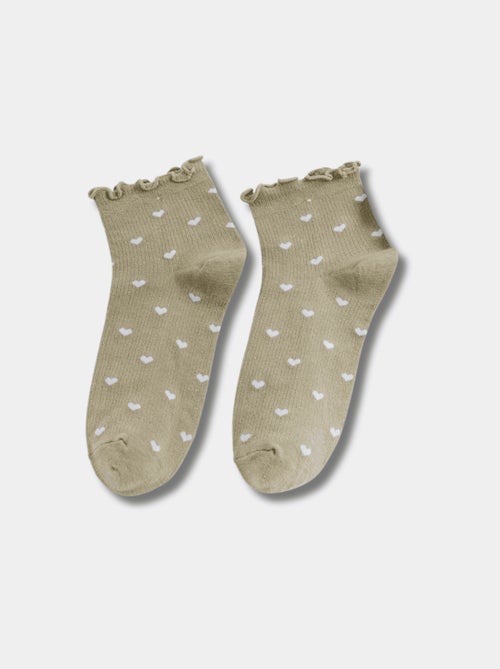 Chaussettes Petits Cœurs & Volant - Kiabi