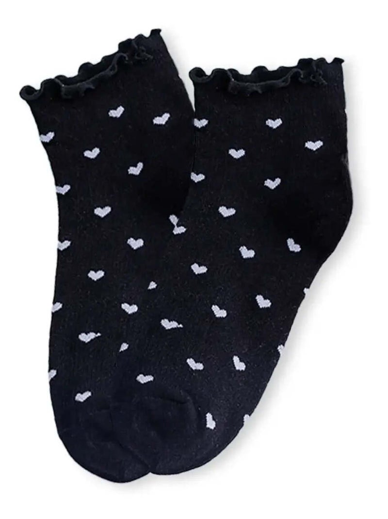 Chaussettes Petits Cœurs & Volant Vert - Kiabi