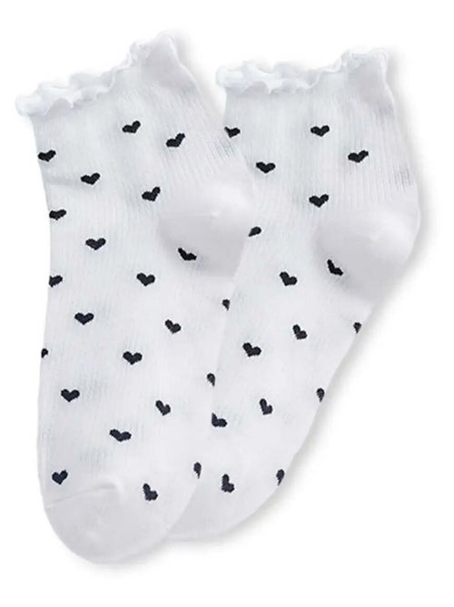 Chaussettes Petits Cœurs & Volant - Kiabi