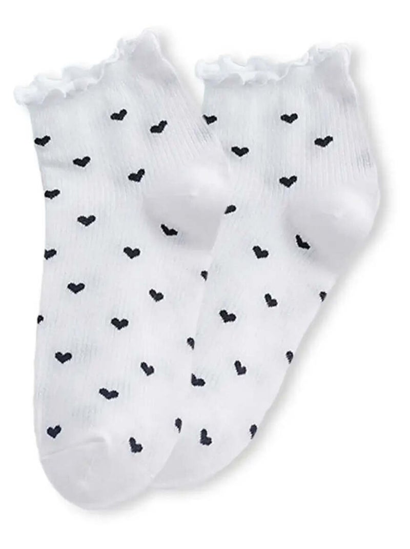Chaussettes Petits Cœurs & Volant Vert - Kiabi