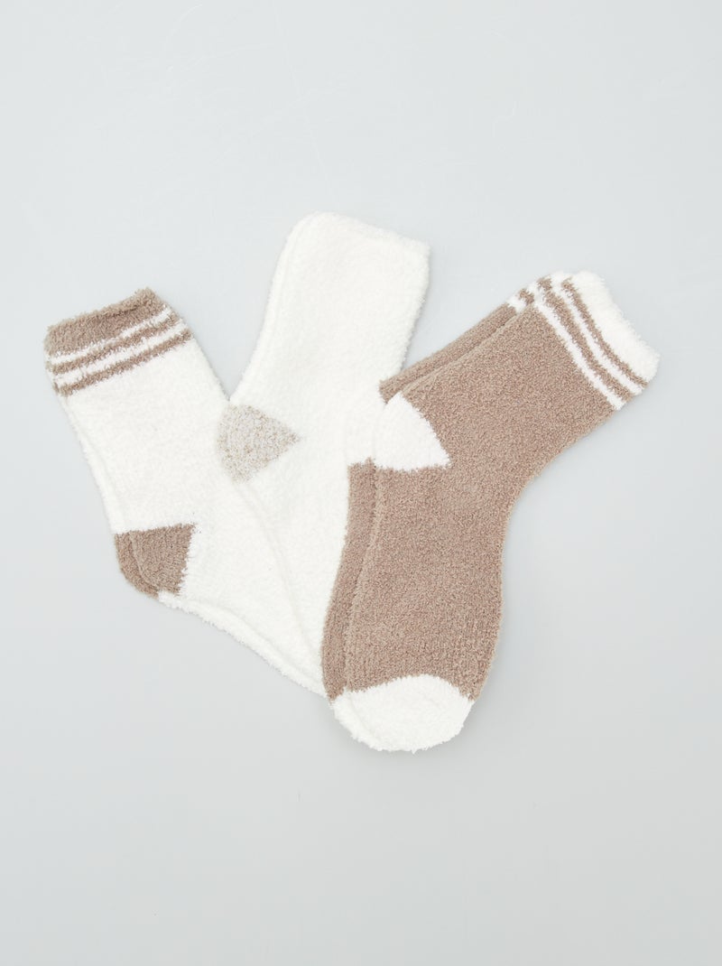 Chaussettes pilou bicolore - lot de 3 Beige - Kiabi