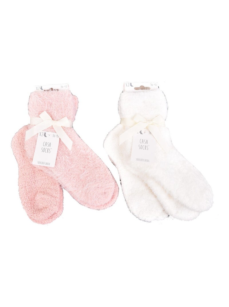 Chaussettes pour Femme Casa Socks Toucher Doux - Pack de 4 Beige/Rose - Kiabi