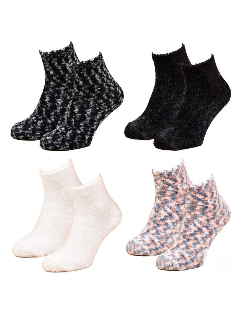 Chaussettes pour Femme Casa Socks Toucher Doux - Pack de 4 Noir Multicolore Noir - Kiabi