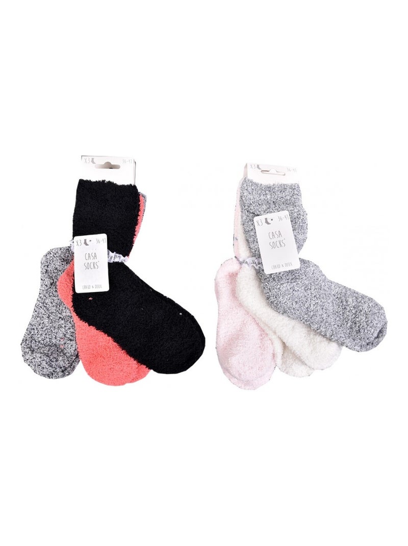 Chaussettes pour Femme Casa Socks Toucher Doux - Pack de 6 Blanc Beige Gris - Kiabi