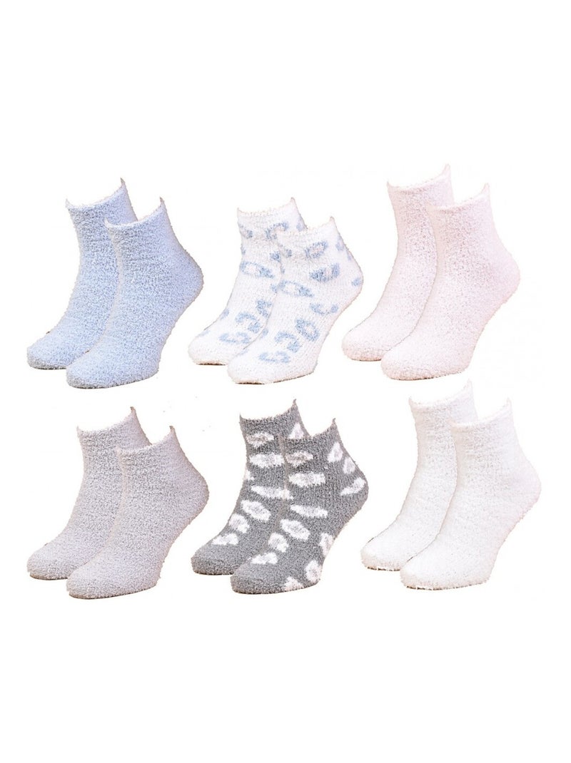 Chaussettes pour Femme Casa Socks Toucher Doux - Pack de 6 Bleu Blanc Gris - Kiabi